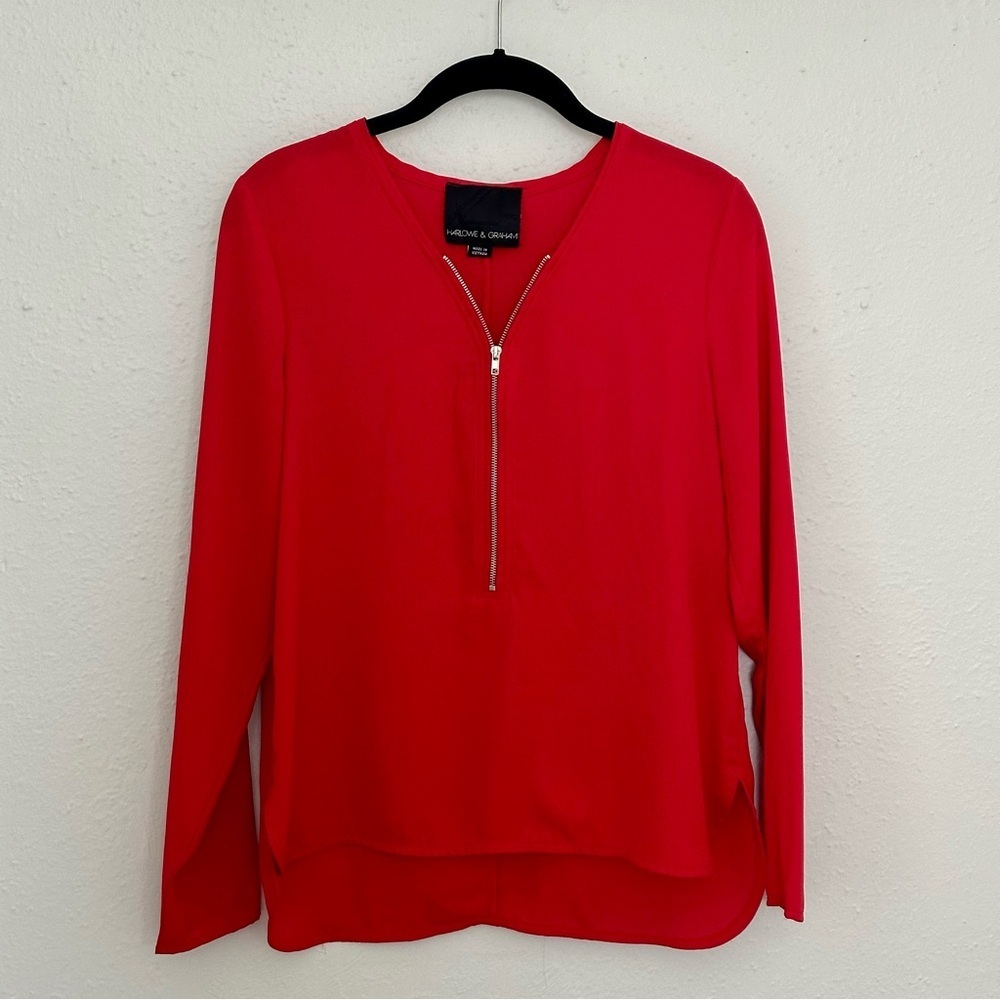 Harlowe & Graham Red Zipper Blouse